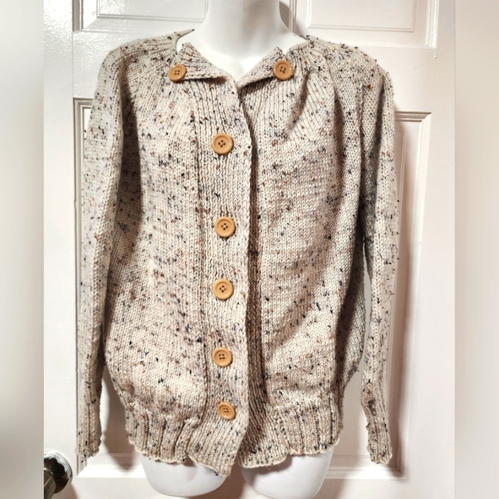 Women's donegal handmade knit cardigan sweater